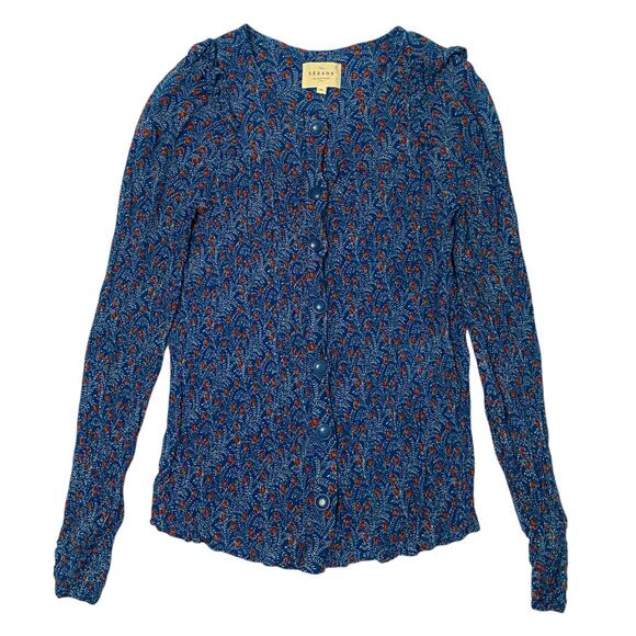 Sezane Floral Silk Blend Blouse  Button Front US 4 / Size 36 Cottage Peasant - Picture 1 of 9